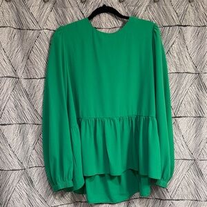 Pomander Place Vibrant Green Peplum Blouse